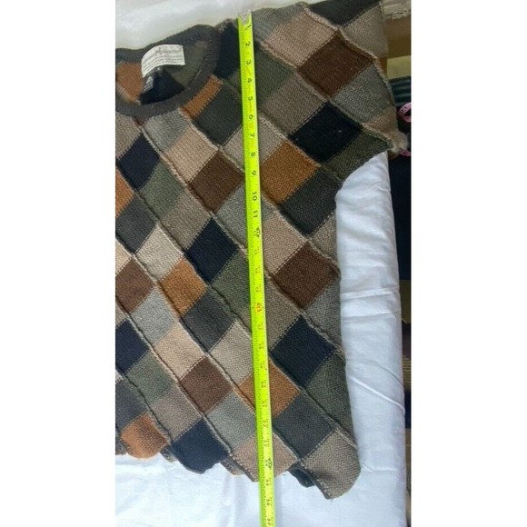 Peruvian Connection 100% Merino Wool Diamond Pattern Sweater Brown Green Size S - Picture 4 of 8
